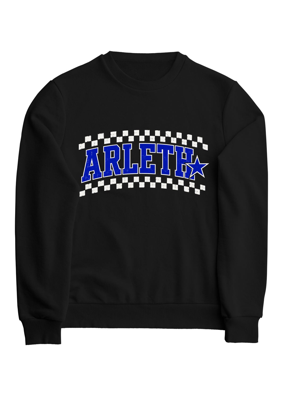 Arleth Checkered Black Crew Neck Sweatshirt